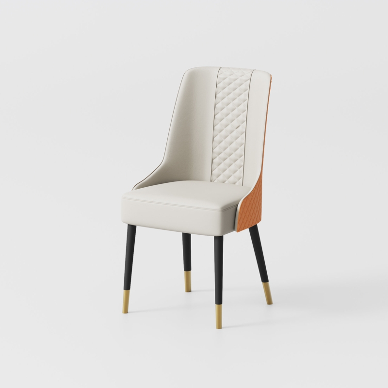 Katsutoshi Mid-Century Faux Leather Dining Chair, Solid Wood Legs, Density Sponge Pre-Assembly