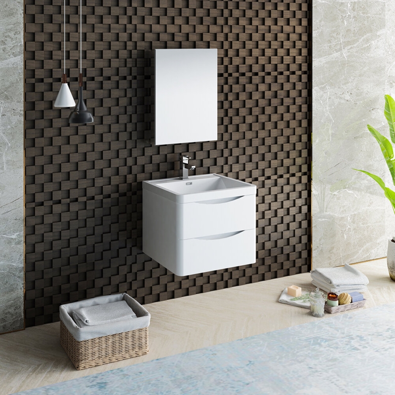 Kaysleigh Ivy Bronx 24" Wall Mounted Single Sink Bathroom Vanity Set with Medicine Cabinet