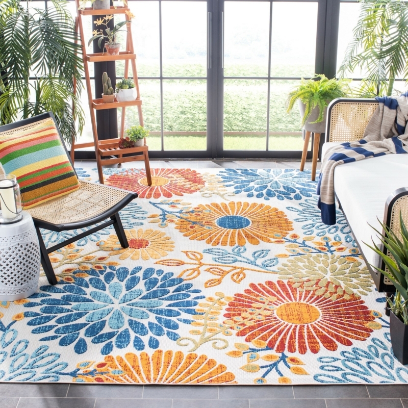 Kellems Floral Creme / Red Indoor / Outdoor Area Rug