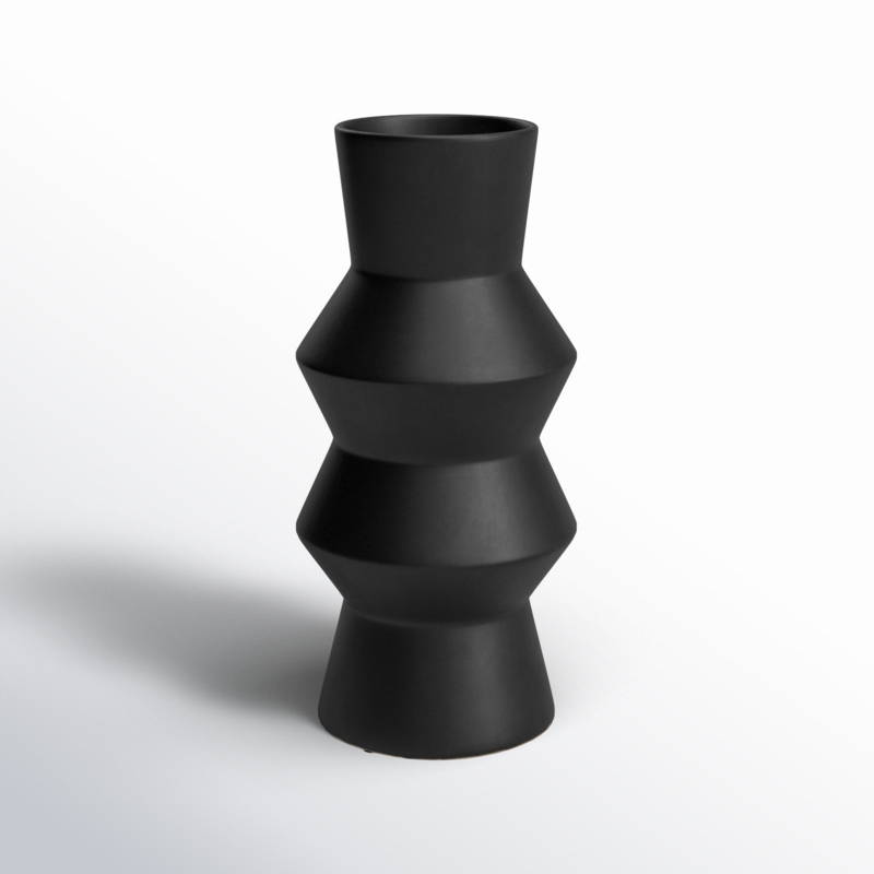 Keya Ceramic Table Vase - Abstract Decorative Table Accent for Home or Office, Contemporary Indoor or Outdoor Floral Vase
