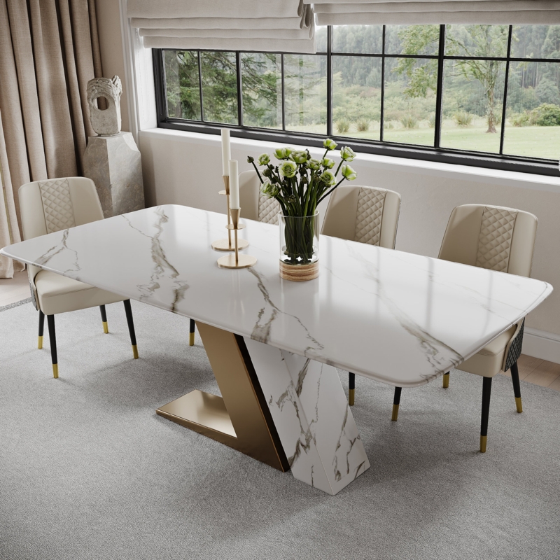 Keyshona Faux Marble Top Dining Table