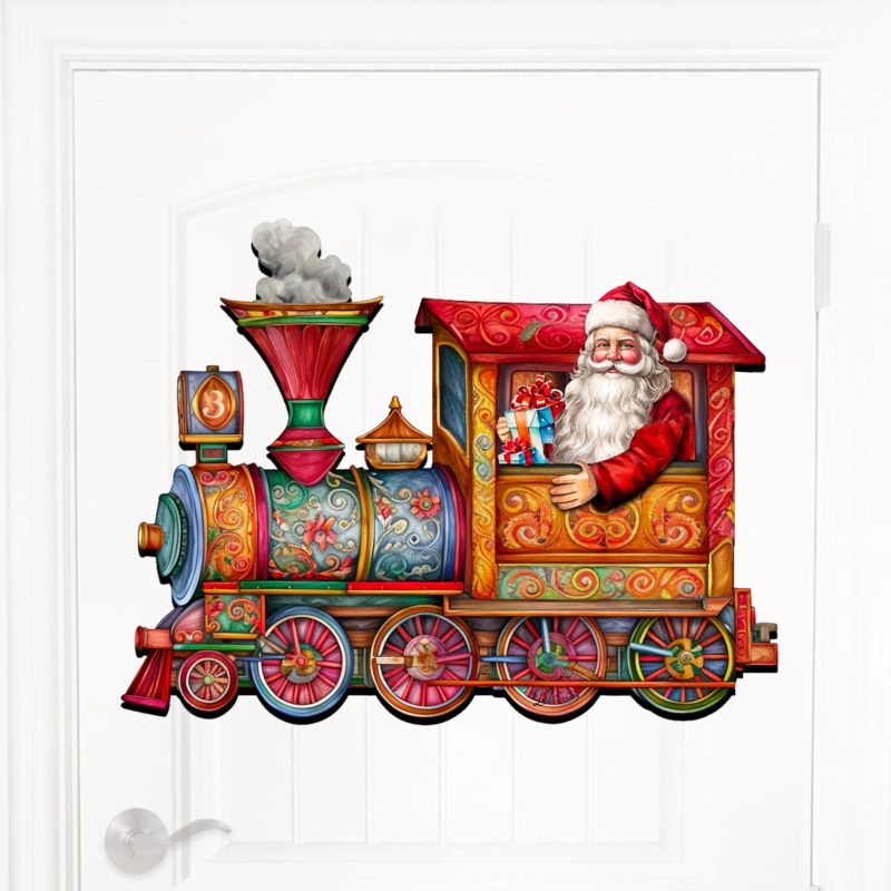Klae Santa's Train Holiday Christmas Wooden Door Hanger