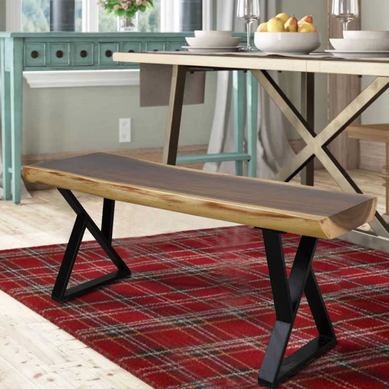 Knute 18'' H Z Leg Solid Wood Bench