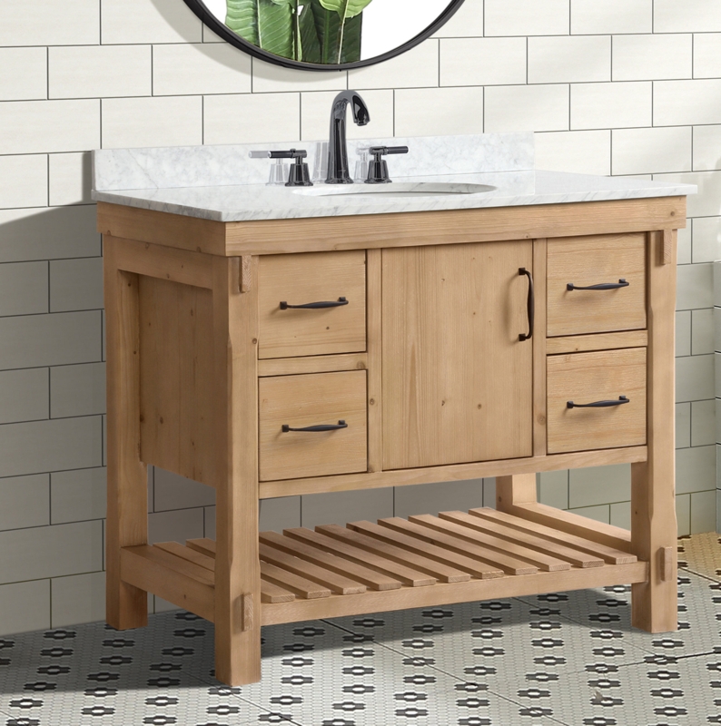 Kordell 42'' Single Bathroom Vanity with Carrara Marble Top