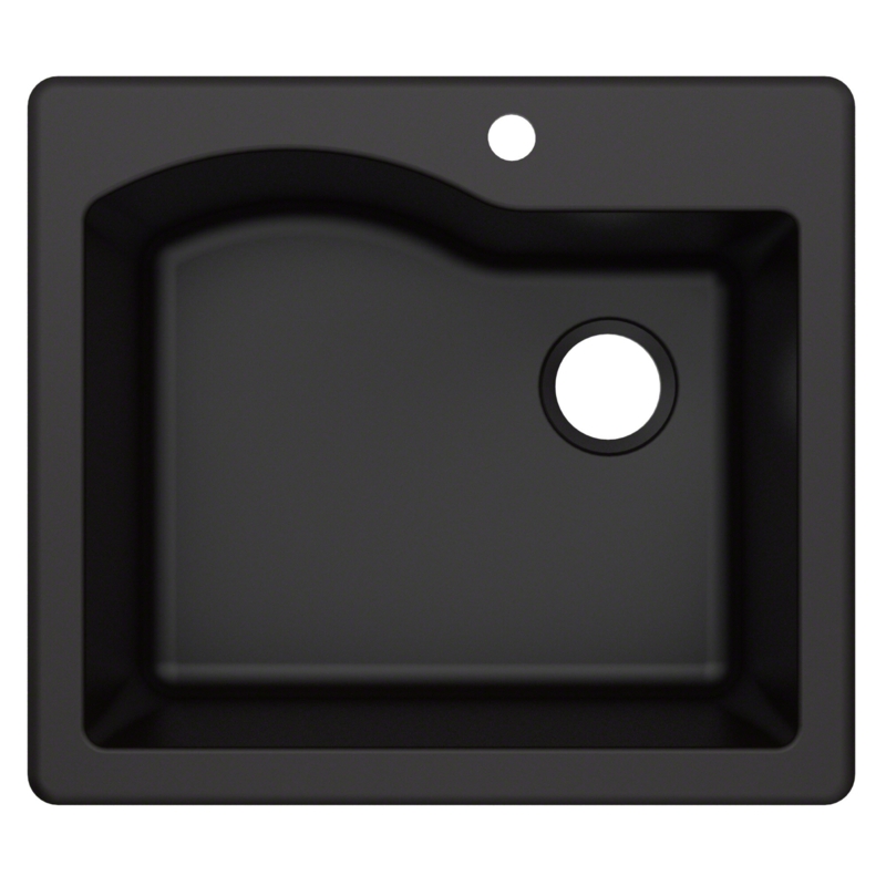 KRAUS Quarza 25" L Dual Mount Single Bowl Granite Kitchen Sink