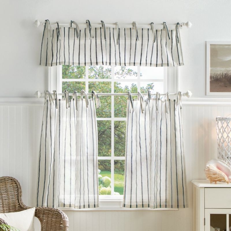Laguna Semi-Sheer Rod Pocket Kitchen Curtain Valance and Tiers Set