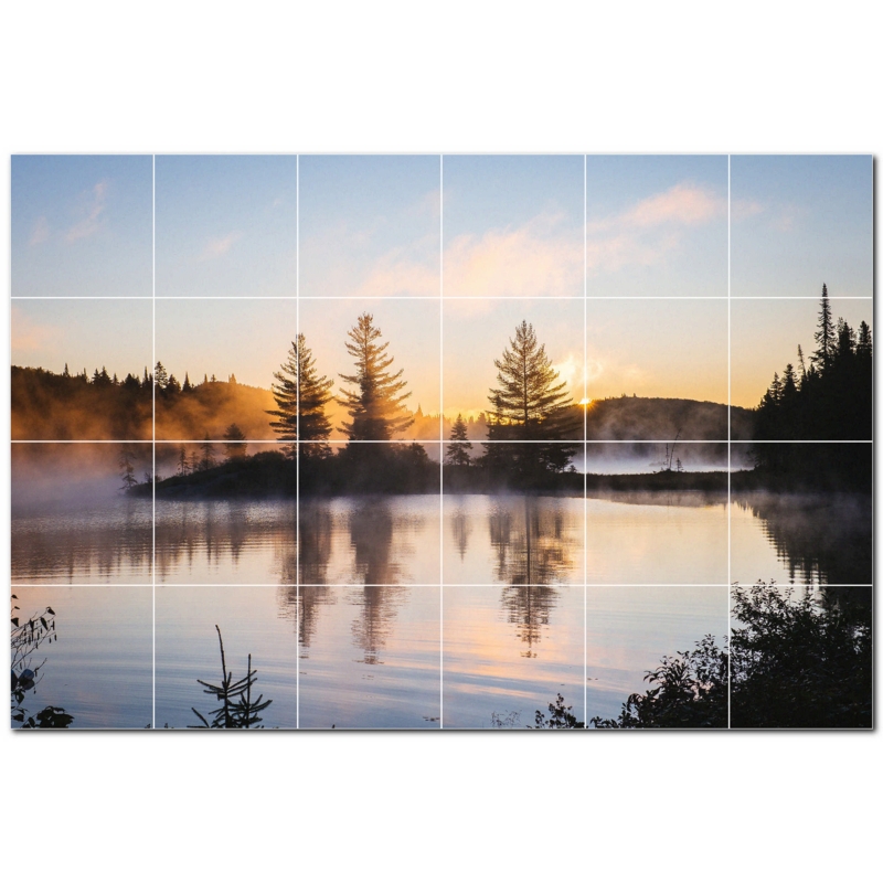 Lakes Photo 4.25'' x 4.25'' Satin Ceramic Decorative Mural