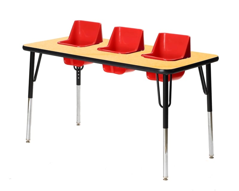 Laminate Adjustable Rectangle 3 Students Activity Table & Chairs