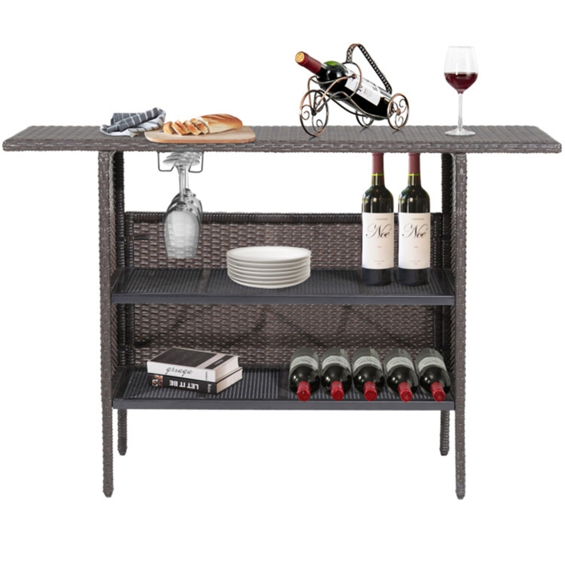 Latitude Run Outdoor Garden Patio Rattan Wicker Table Shelves Furniture