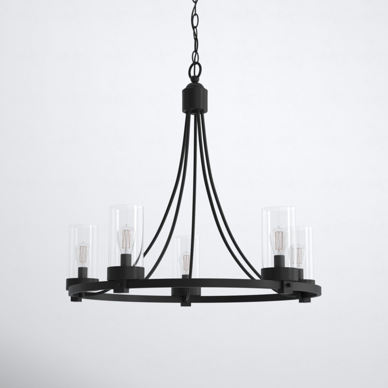 Laurie 5 - Light Dimmable Wagon Wheel Chandelier