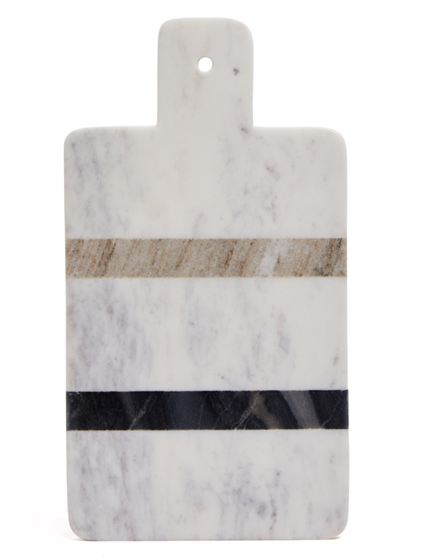 Lexi Home 15 X 8 White Striped Marble Charcuterie Board With Handle
