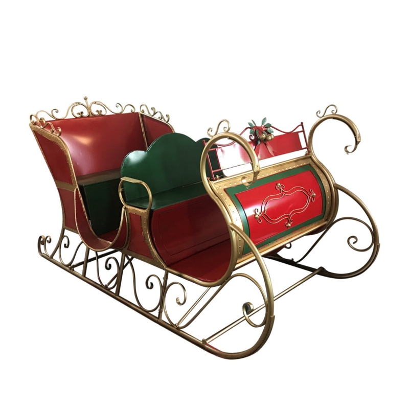 Life-Size Traditional Four-Person Christmas Sleigh Decorative Display