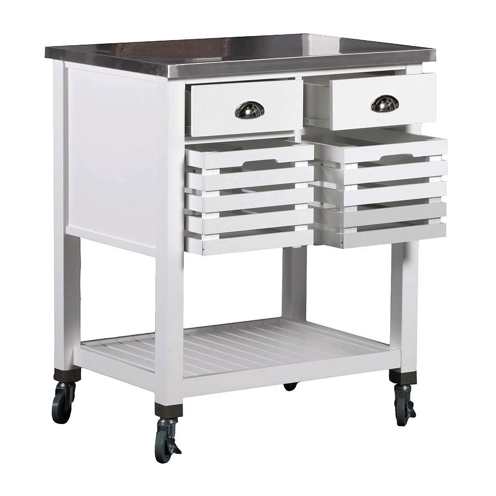 Linon Robbin BB Kitchen Cart, White