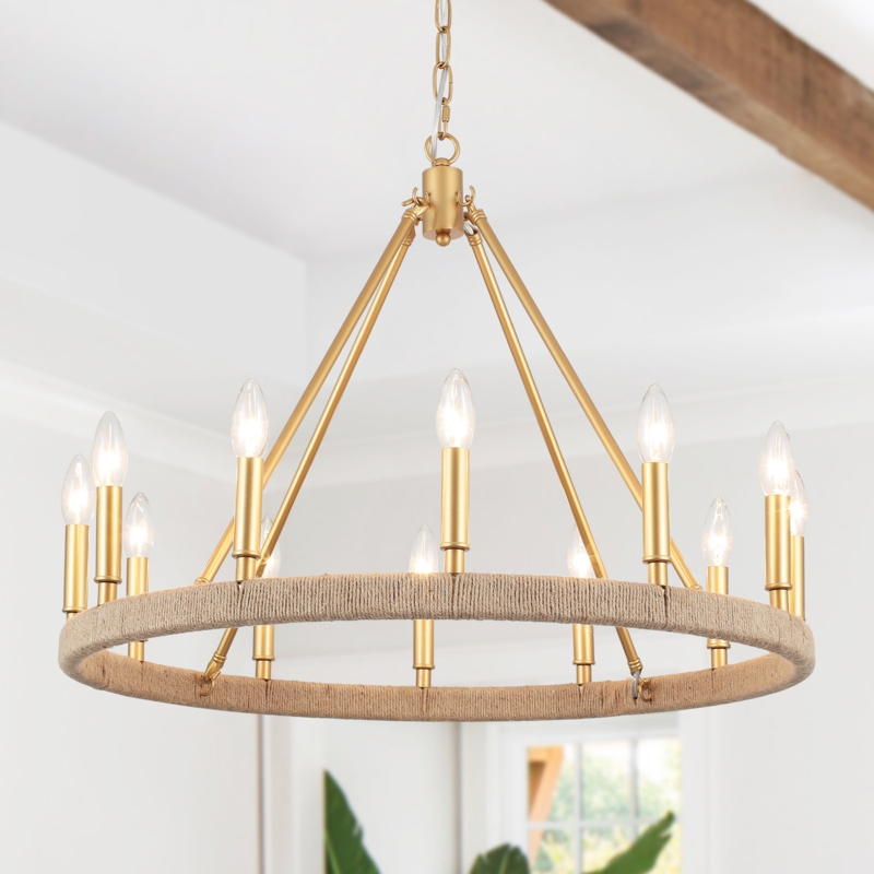 Loene 12 - Light Dimmable Kitchen Island Wagon Wheel Chandelier