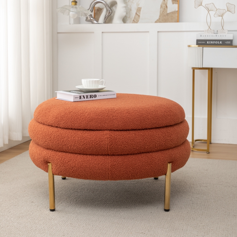 Lytham Upholstered Round Storage Ottoman