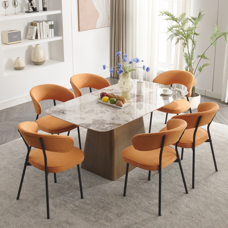Madaline Dining Chairs, Fabric Upholstered Kitchen Dining Room Chairs with Mid Back and Metal Legs