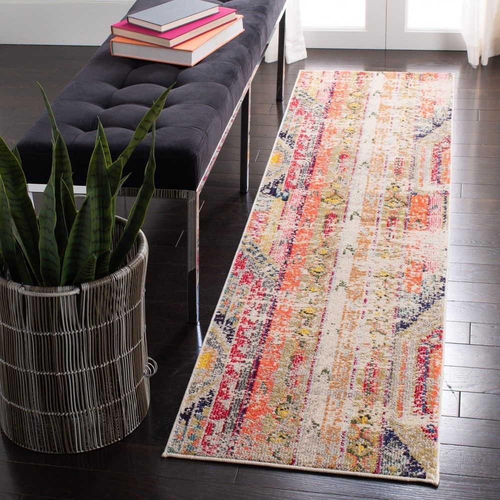 Madison MAD422 Power Loomed Runner Rug - Grey/Orange - 2'2"x18' - Safavieh.