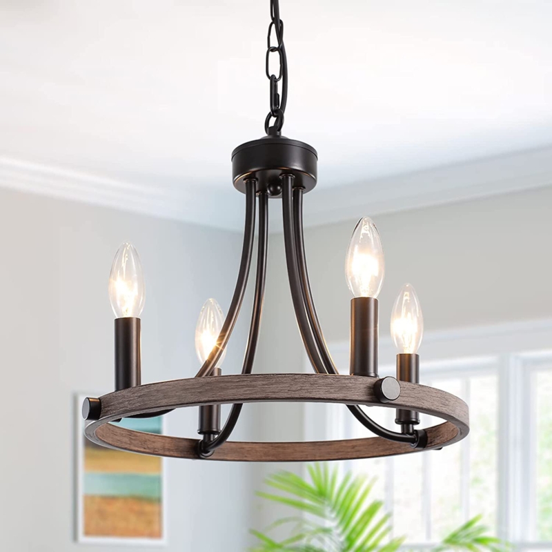 Markopoulos 4 - Light Dimmable Kitchen Island Wagon Wheel Chandelier