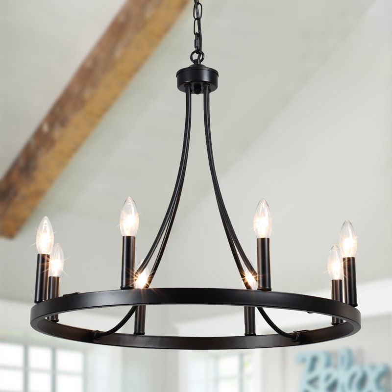 Marley-Rae 8 - Light Dimmable Kitchen Island Wagon Wheel Chandelier