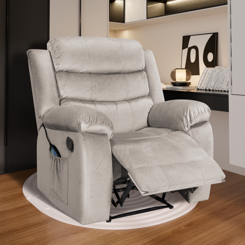 Massage Heated Recliner Chair 37.23" Width Recliner Sofa Chair Living Room Chairs Dotted