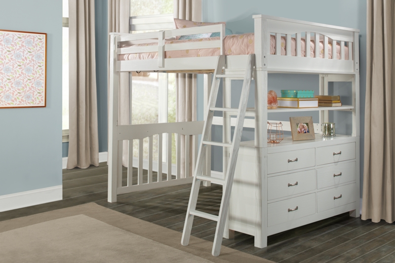 Mateo 6 Drawer Solid Wood Loft Bed with Bookcase by Greyleigh? Baby & Kids