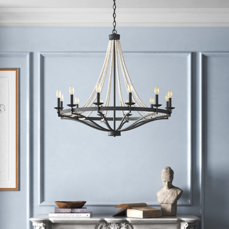 Mattheo 12 - Light Steel Dimmable Candle Style Wagon Wheel Chandelier UL Certified