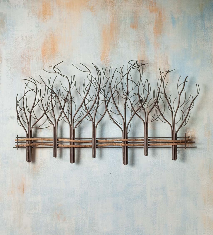 Metal and Natural Vine Seven Tree Wall Dcor