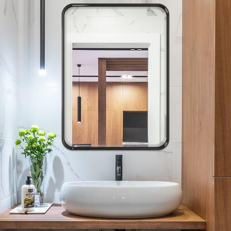 Metal Frame Rectangular Wall Bathroom Vanity Mirror