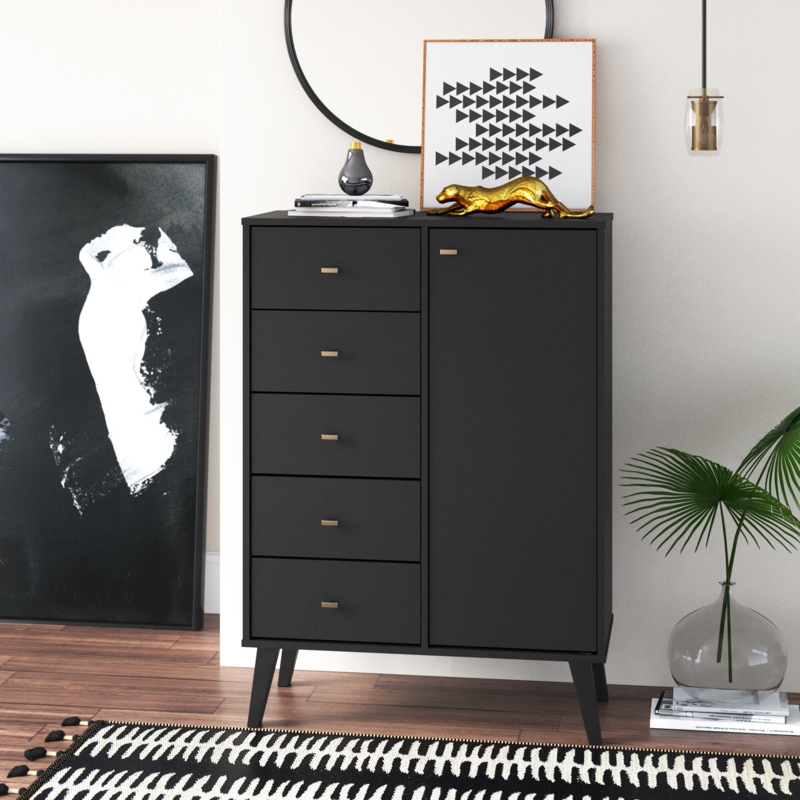Milo Mid-Century Modern Combo Chest, 5-Drawer