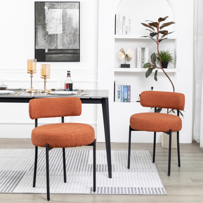 Modern Accent Chair, Upholstered Dining Chairs, Short Plush Fabric, Armless Dining Chair