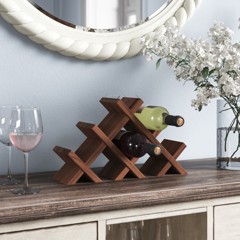 Monroe 8 Bottle Solid Wood Table Top Wine Bottle Rack in Walnut