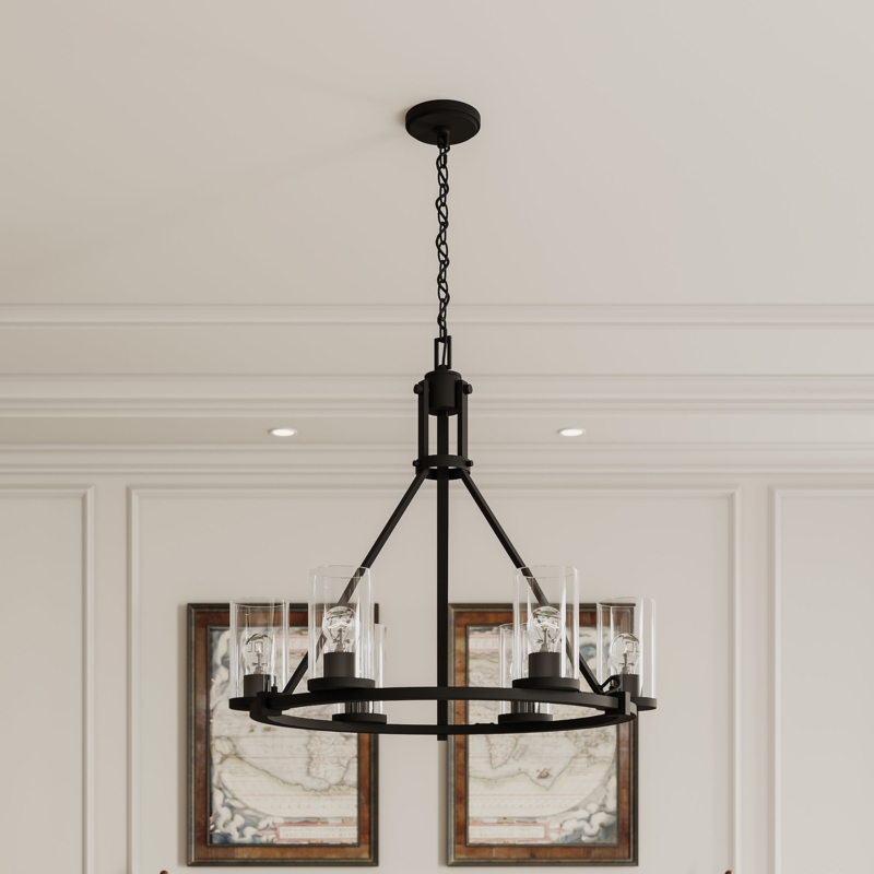 Murawski 6 - Light Dimmable Wagon Wheel Chandelier