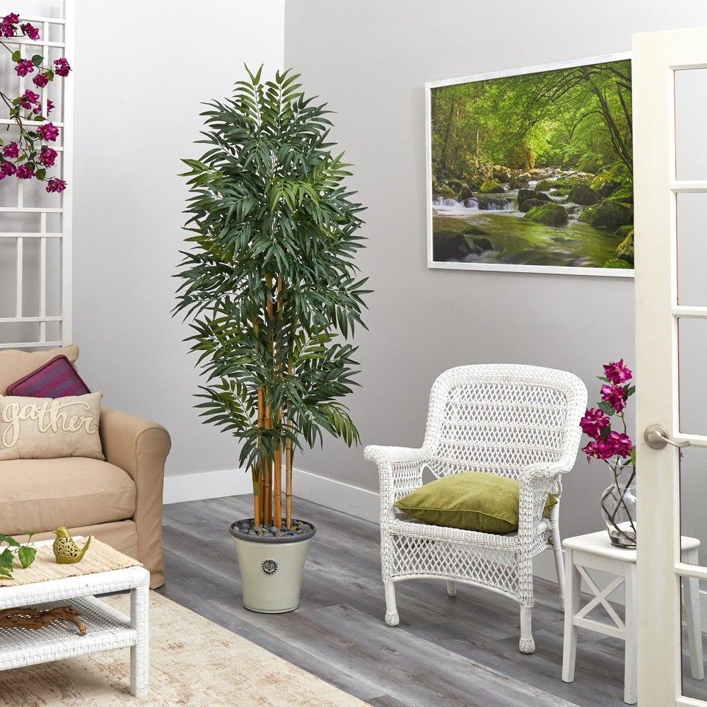 Nearly Natural 6-ft Phoenix Artificial Palm tree in Decorative Planter