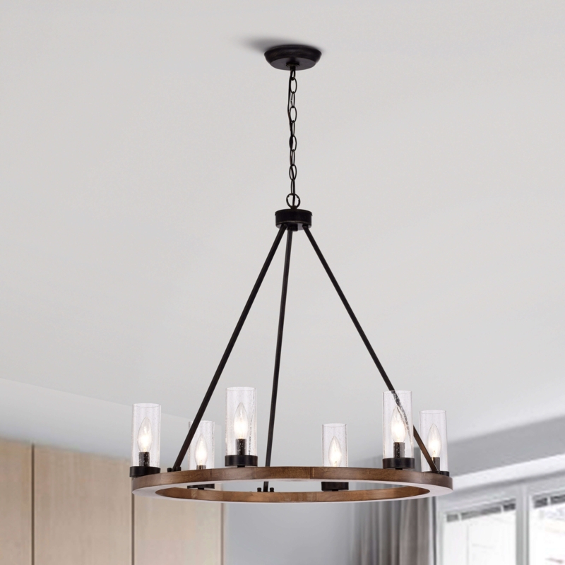 Nishimura 6 - Light Dimmable Wagon Wheel Chandelier