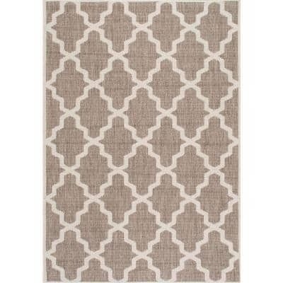 nuLOOM Machine Made Gina Outdoor Moroccan Trellis Taupe 8 ft. x 11 ft. Area Rug, Brown