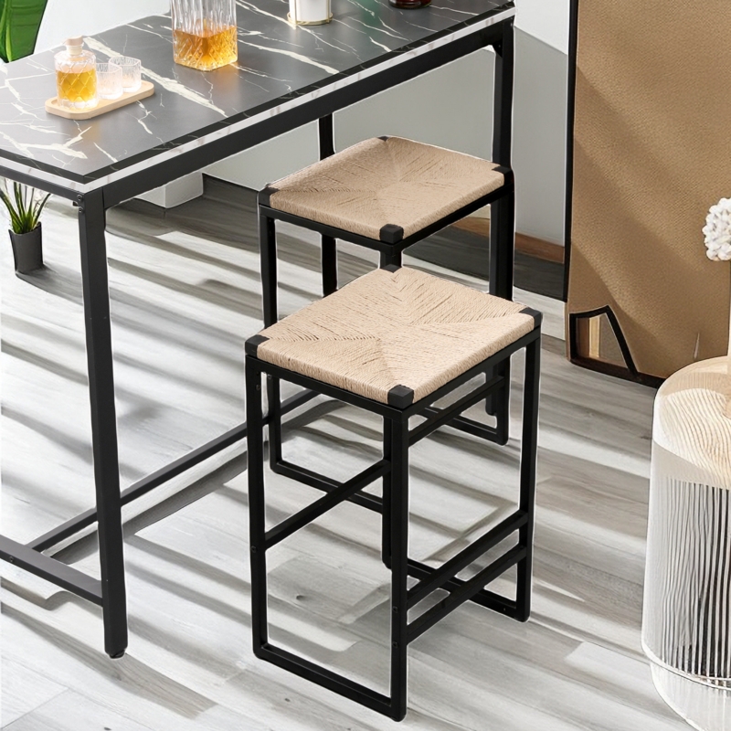 Omendra 25'' Paper Rope Woven Counter Bar Stool Set