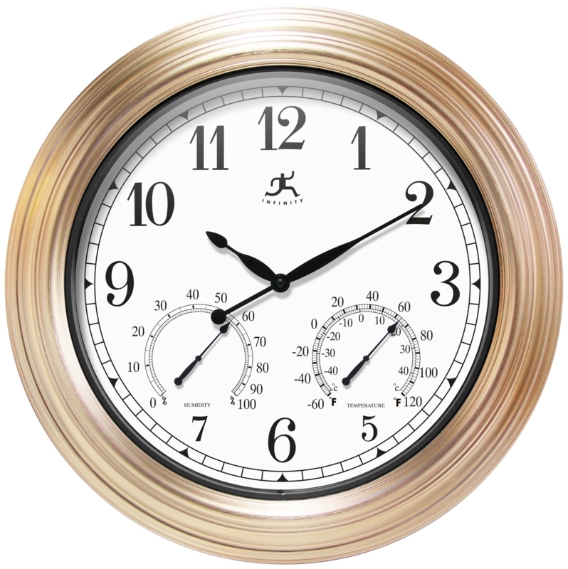 Outdoor Round Metal Wall Clock 18.5 Inches - Copper