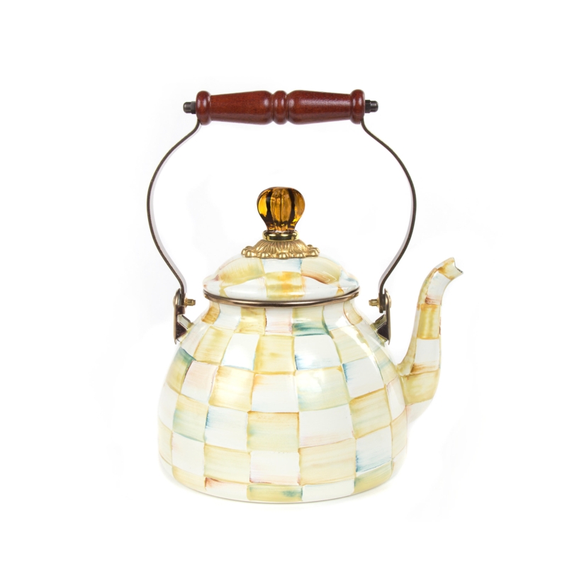 Parchment Check Tea Kettle