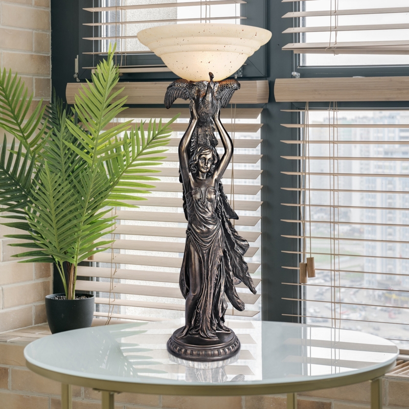 Peacock Goddess Torchiere Table Lamp