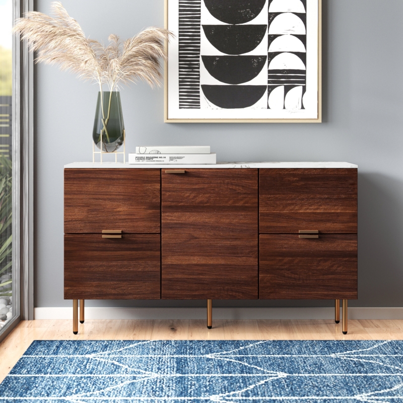 Pinecone Teamson Home Ashton 48" Sideboard with Faux Marble Tabletop