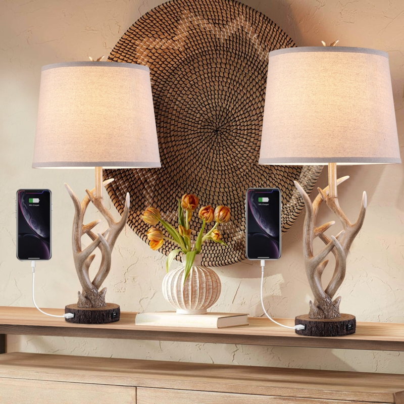 Pitkin Resin USB Table Lamp (Set of 2)