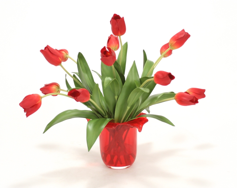 Polysilk Tulip Arrangement in Vase