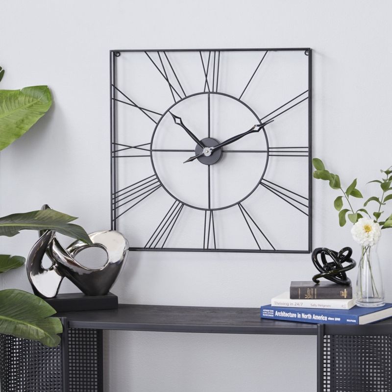 Pom CosmoLiving by Cosmopolitan Metal Open Frame Square Wall Clock
