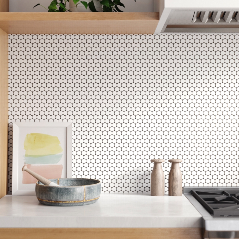Porcetile Dot 0.8" x 0.8" Porcelain Mosaic Wall & Floor Tile