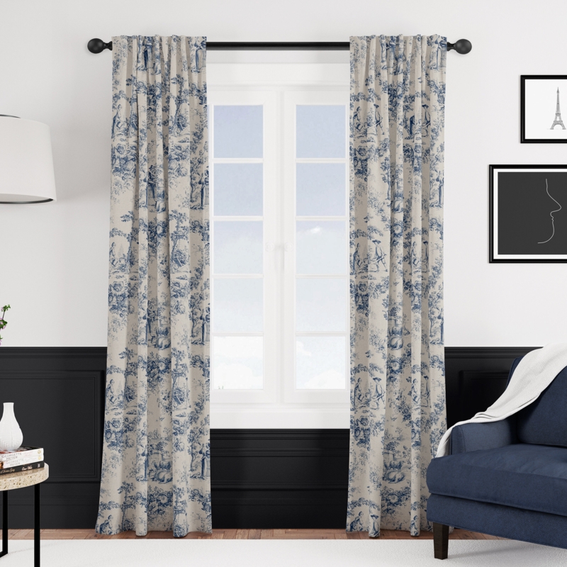 Provence Toile Cotton Room Darkening Curtain Panel