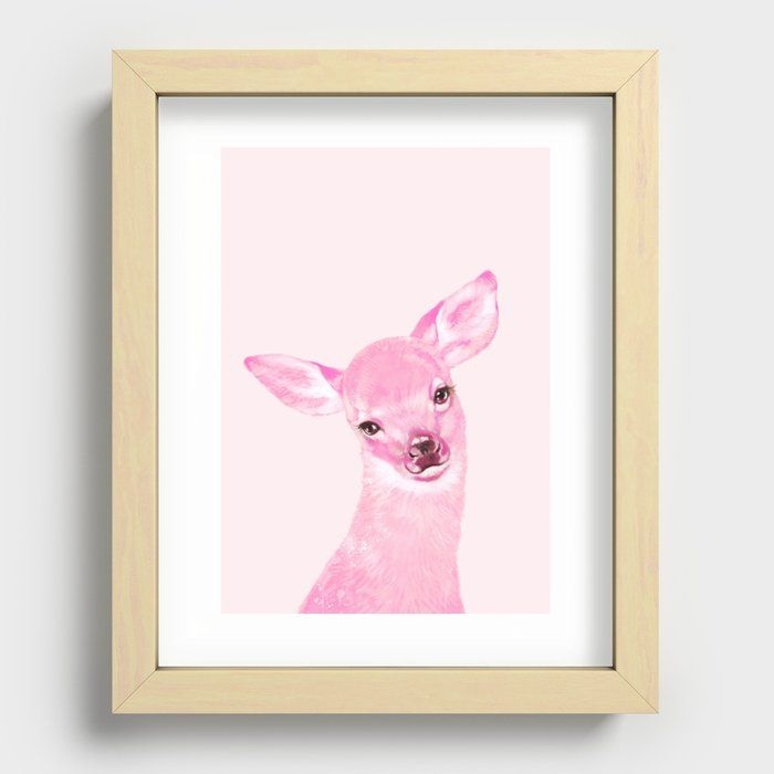 Recessed Framed Print | Deer In Pink by Big Nose Work - Maple - 8" x 10" - Society6