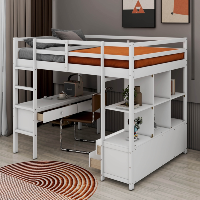 Remzi Kids Full Loft Bed with Drawers