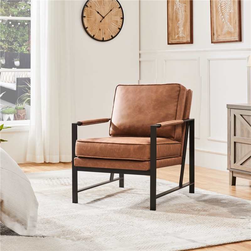 Retro 25.5'' Wide Faux Leather ArmChair
