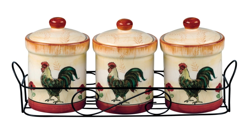 Rooster Spice 3 Piece Kitchen Canister Set
