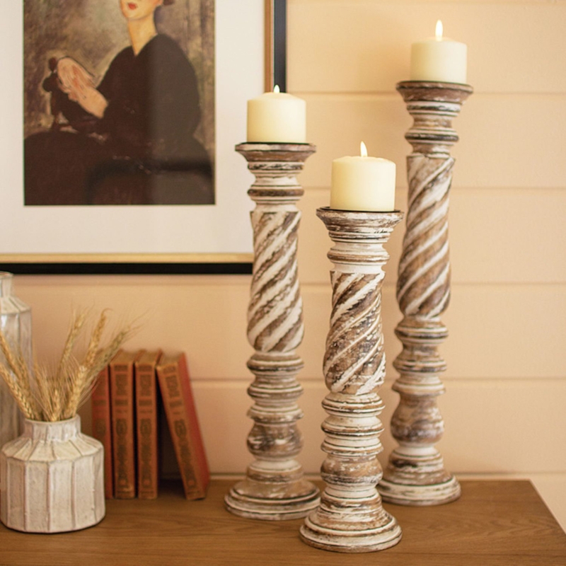 Rylan Wood Tabletop Candlestick